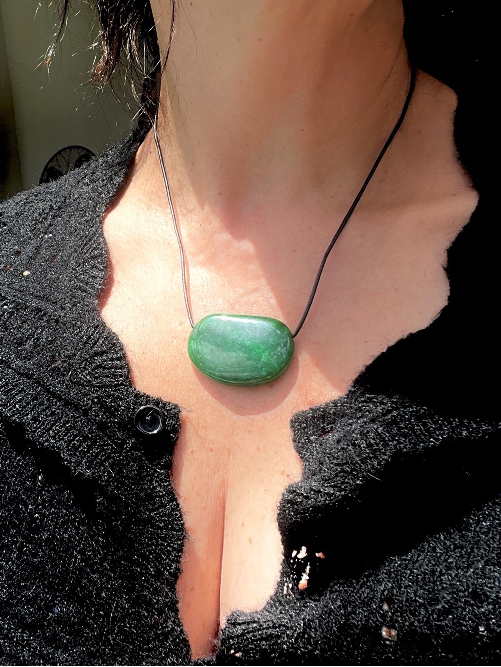 Camila Coelho Green Semi-precious stone pendant leather cord  necklace  NWT